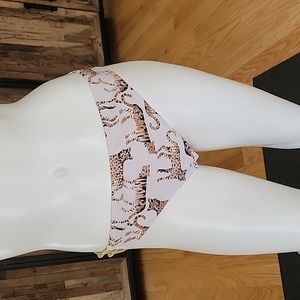 Aerie animal print bikini bottom with gold string detail on one side